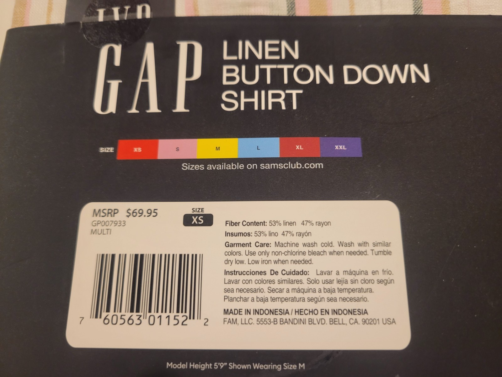 NEW GAP Linen Blend Button Down Shirt Women XS Pink Stripe Relaxed Fit Long Sl