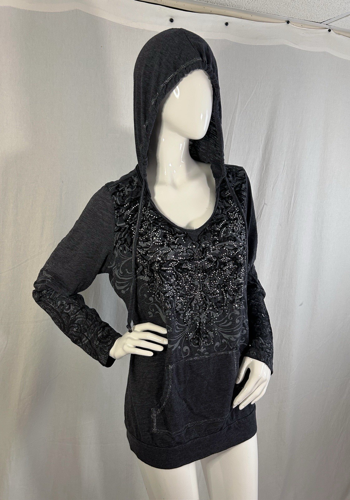 VTG Affliction/Tapout Style Y2K Gothic Tattoo Long Sleeve XL Rhinestone Imperial