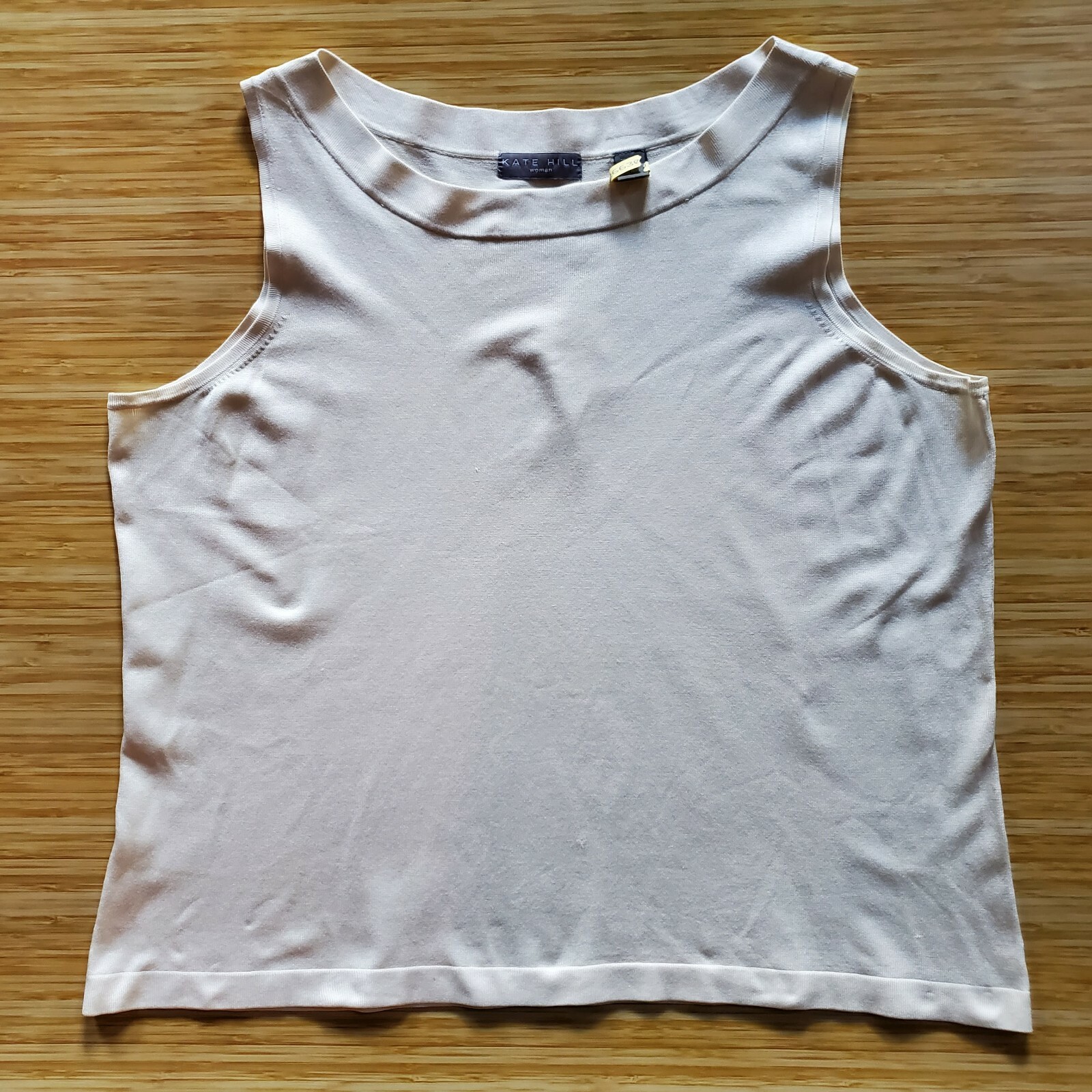 Kate Hill Woman Silk-blend Knit Sleeveless Shell / Top Cream Size 1X preown