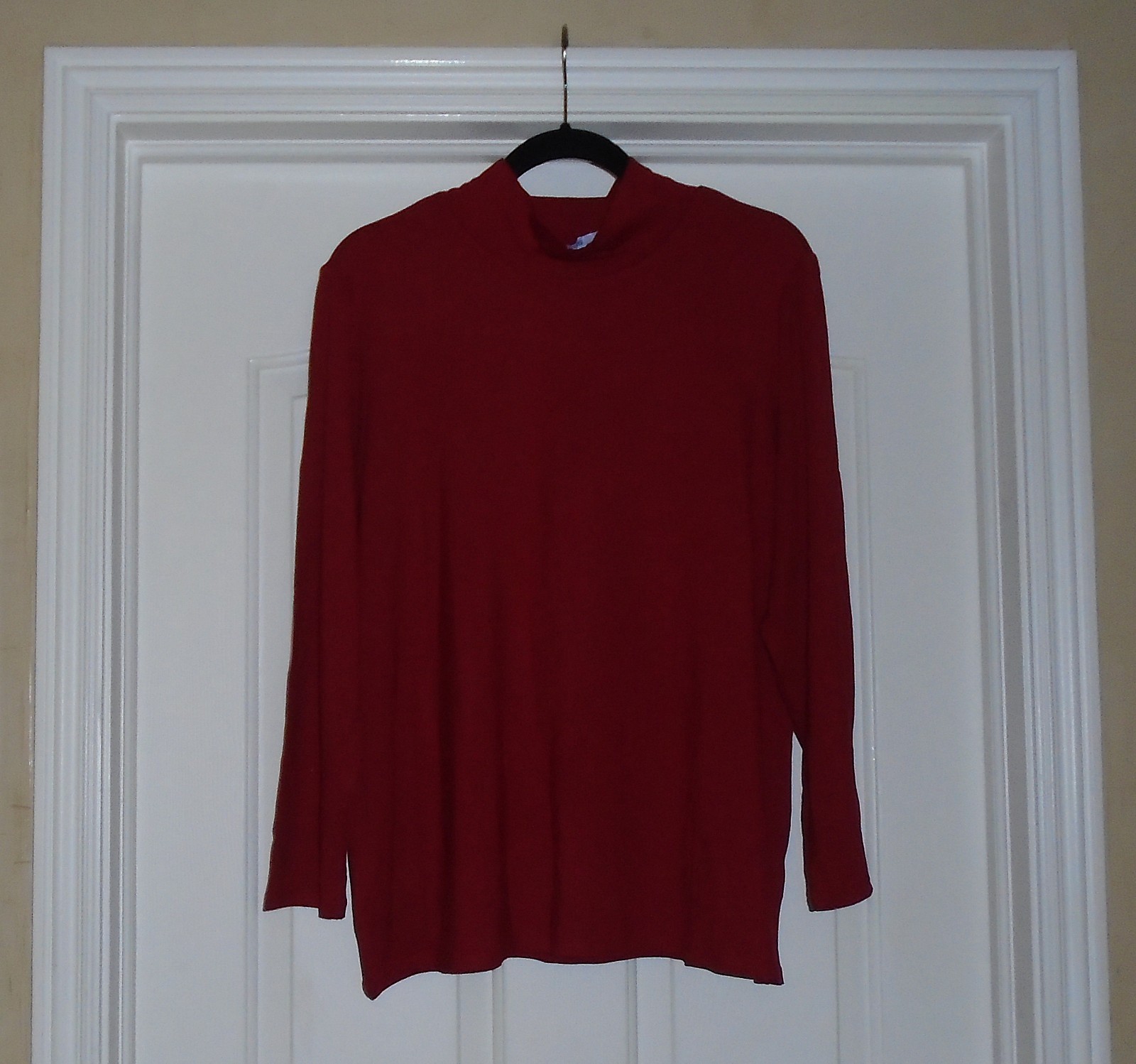 Chico’s TOUCH of COOL LAYERING TEE Sz 3 XL 16 18 Red Allure Mock Neck LS NWT $50