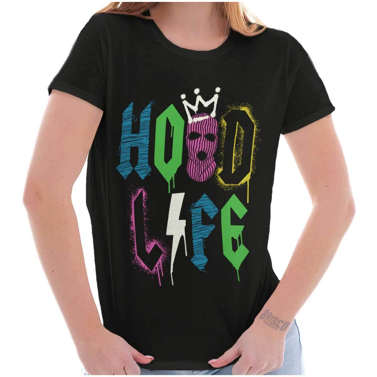 Urban Streetwear Hood Life Graffiti Crown Graphic T Shirts for Women T-Shirts