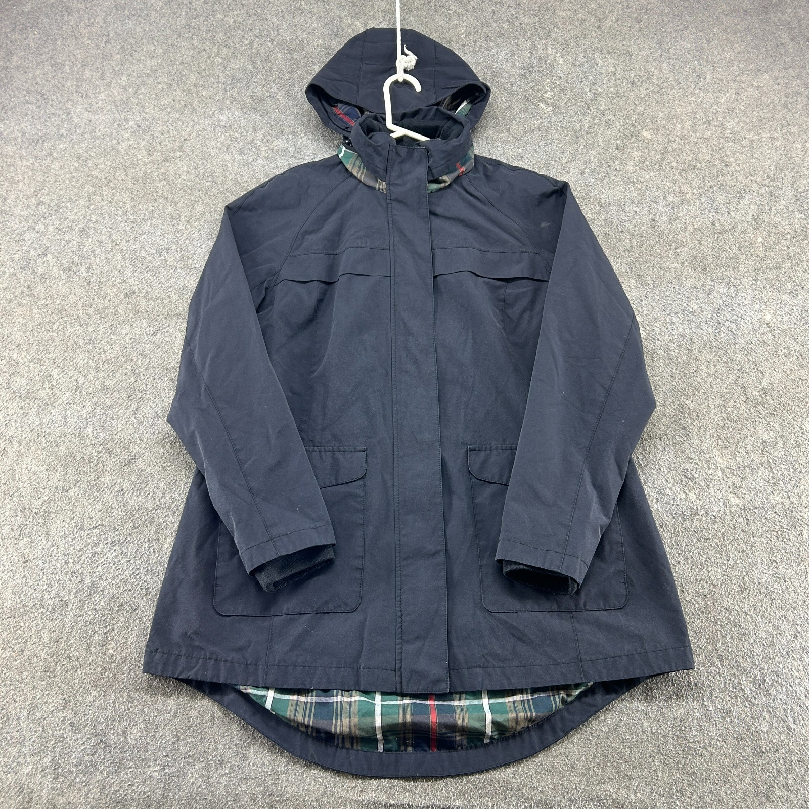 Pendleton Jacket Womens XL Blue Rain Coat Hooded Lined Long Windbreaker Parka