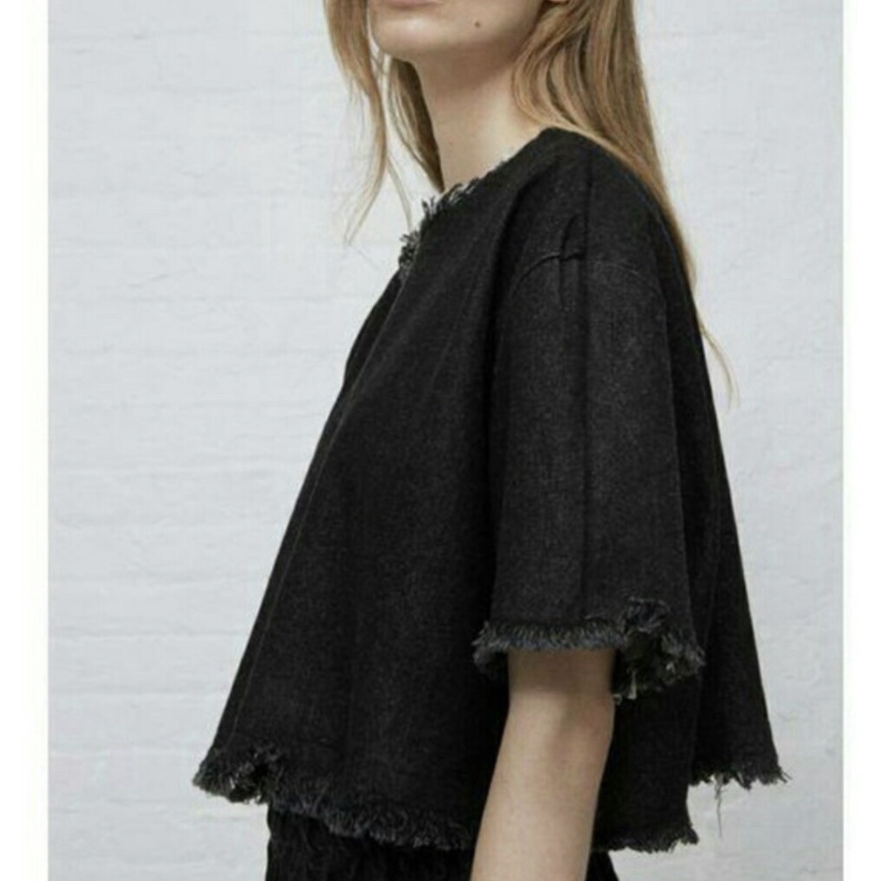 Ashley Rowe Oversized Boxy Top One Size Raw Edges Frayed Edgy Lagenlook Cotton