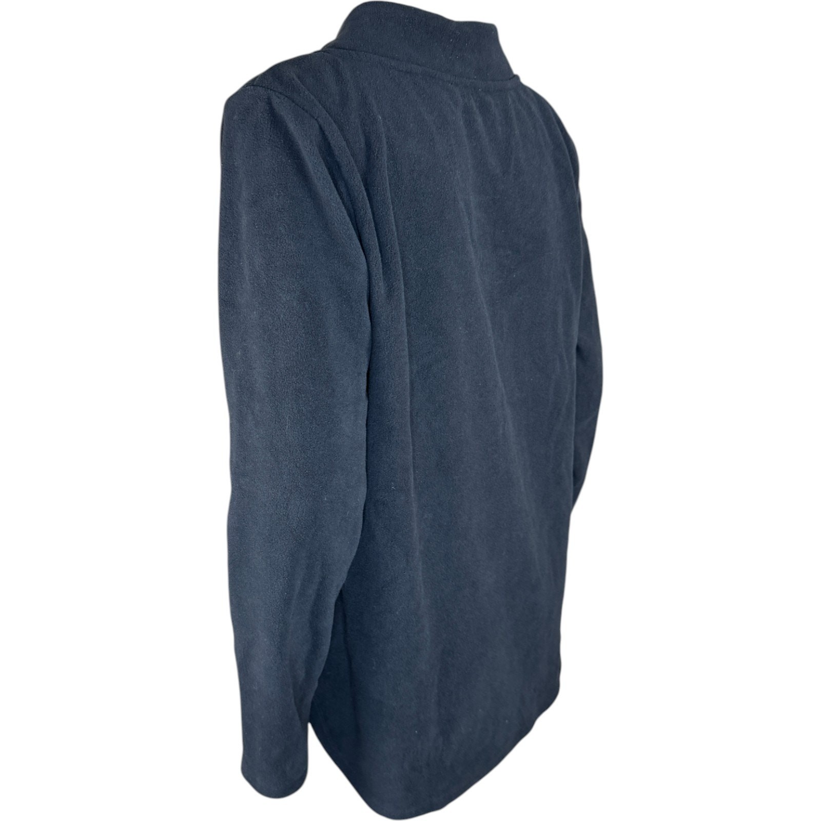 Denim & Co. Regular Fleece Crossover Neck Long Slv Tunic w/ Dolphin Hem Black S