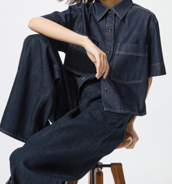UNIQLO Denim Boxy Shirt Halr Sleeve 483877 Women’s Size XS-3XL New