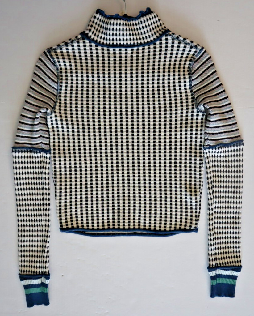 We The Free x Free People Sz XS Ivory Combo Gamer Cuff Mock Neck Sweater $98