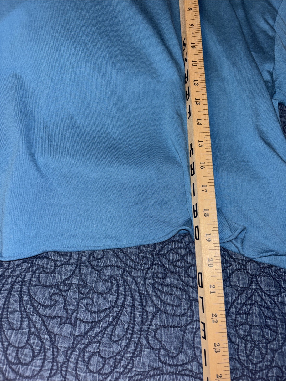 PLANET By Lauren G Teal Blue One Size Cropped Rolled Hem T-shirt Pima Cotton Tee