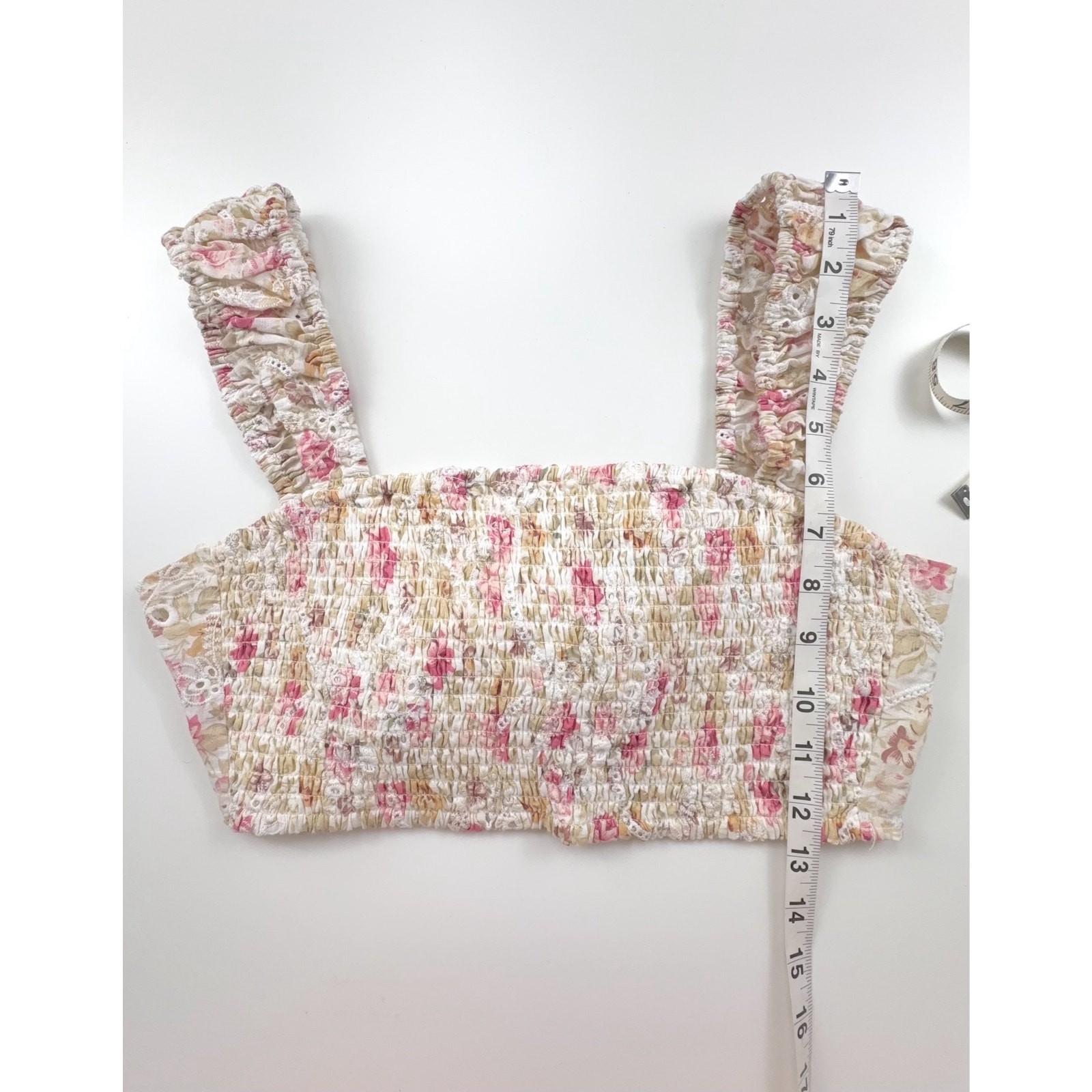 MINKPINK Cecile Floral Prairie Crop Top in Pink Size Small