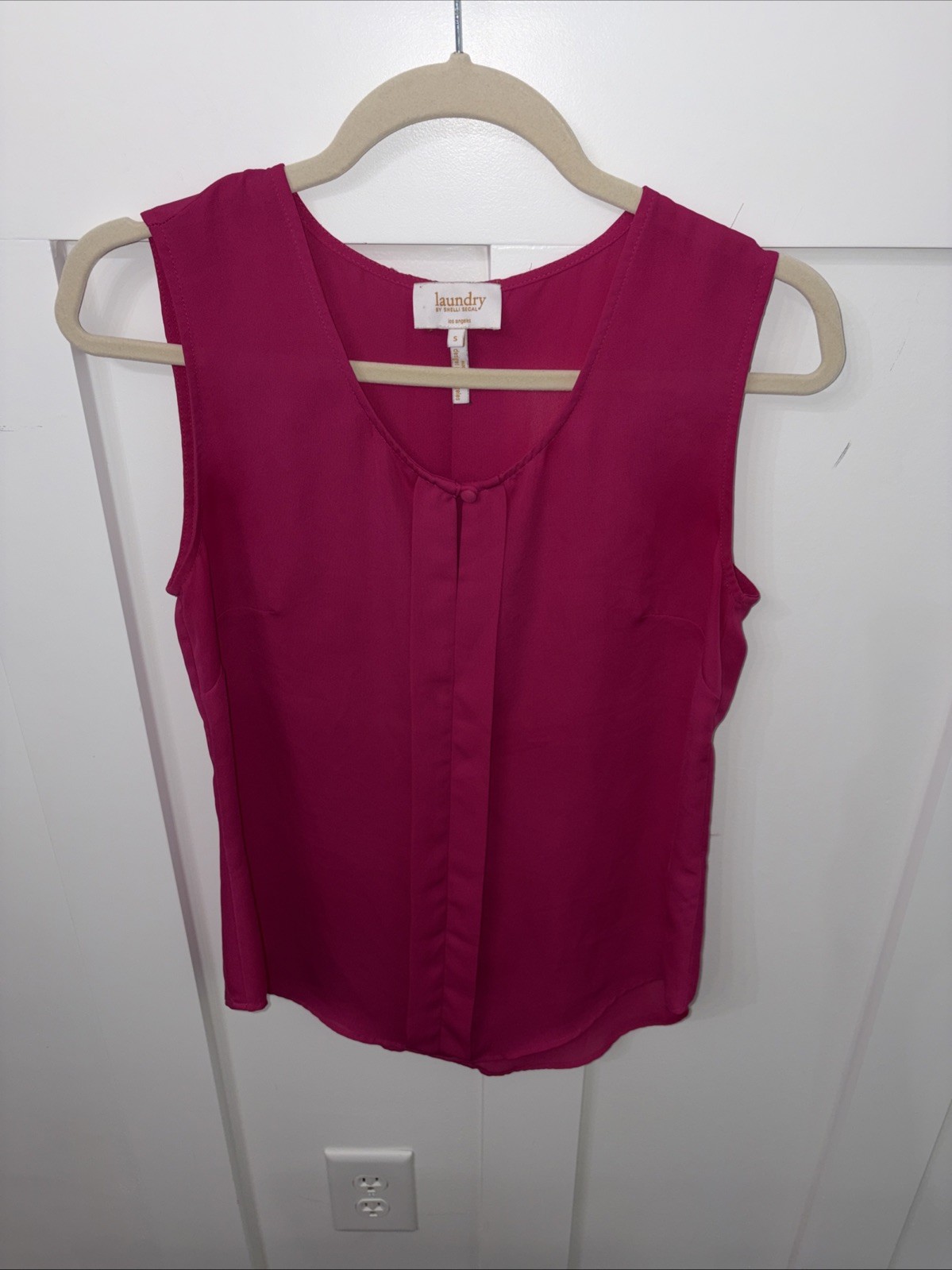 Laundry By Shelli Segal Sleeveless Blouse-Small-Pink-button Keyhole