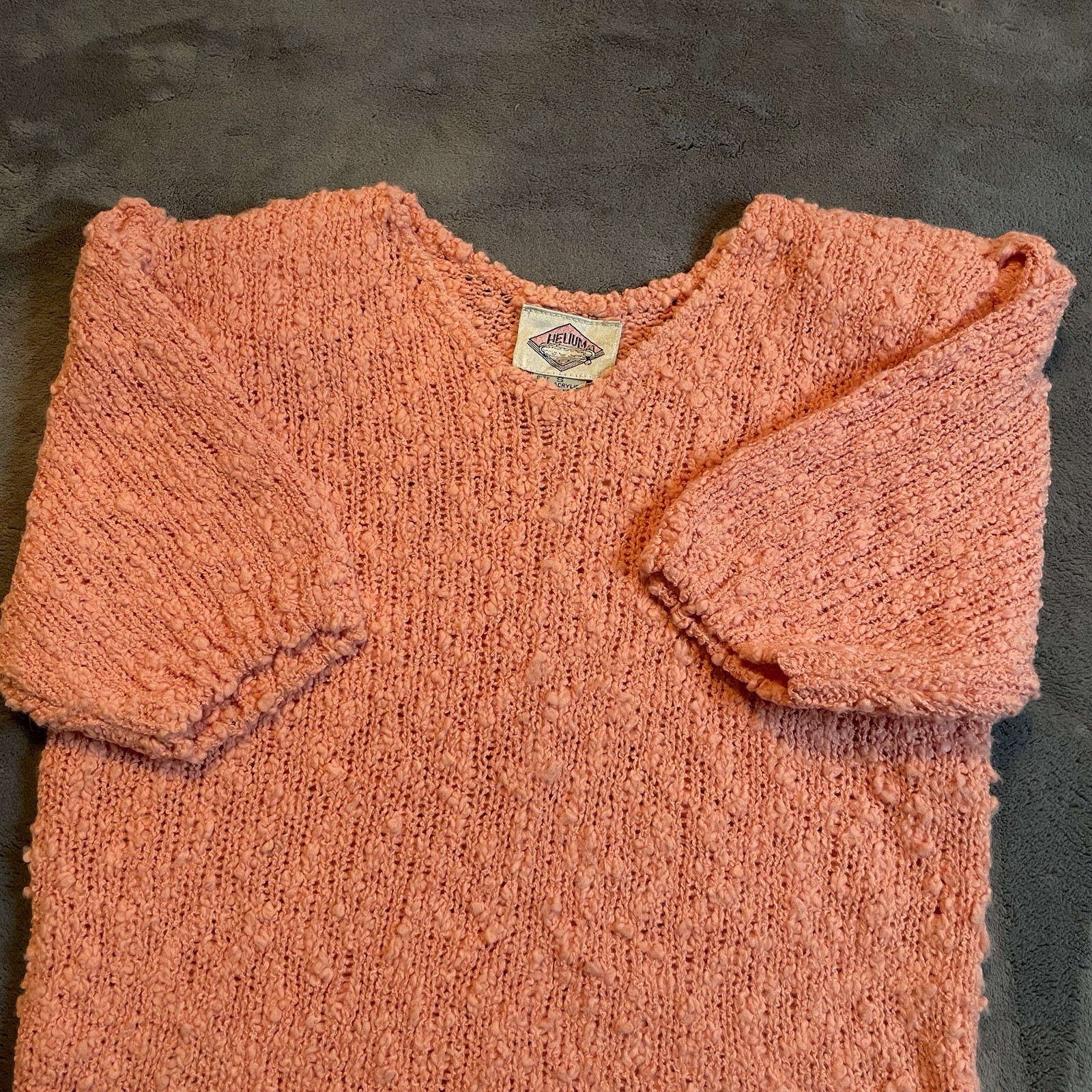Vintage 80s Knit Top Blouse Women’s Small Pink Hipster Cute Lightweight Acrylic