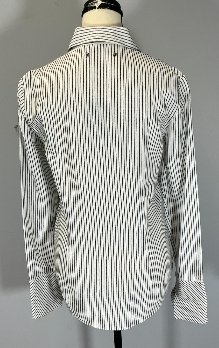 Golden Goose Journeys Stripe Button-Front Women’s Size L Wolf/Black Shirt NWT