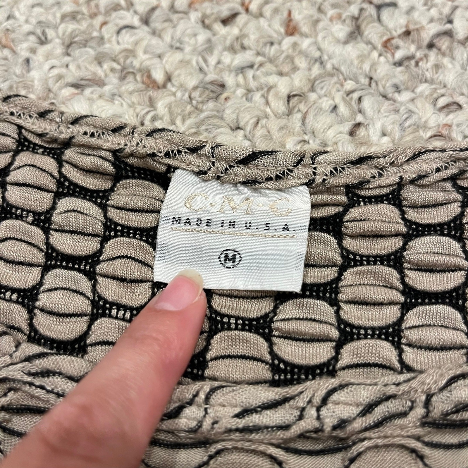 Color Me Cotton Textured Tunic Top M Tan Black Legenlook Artsy Casual