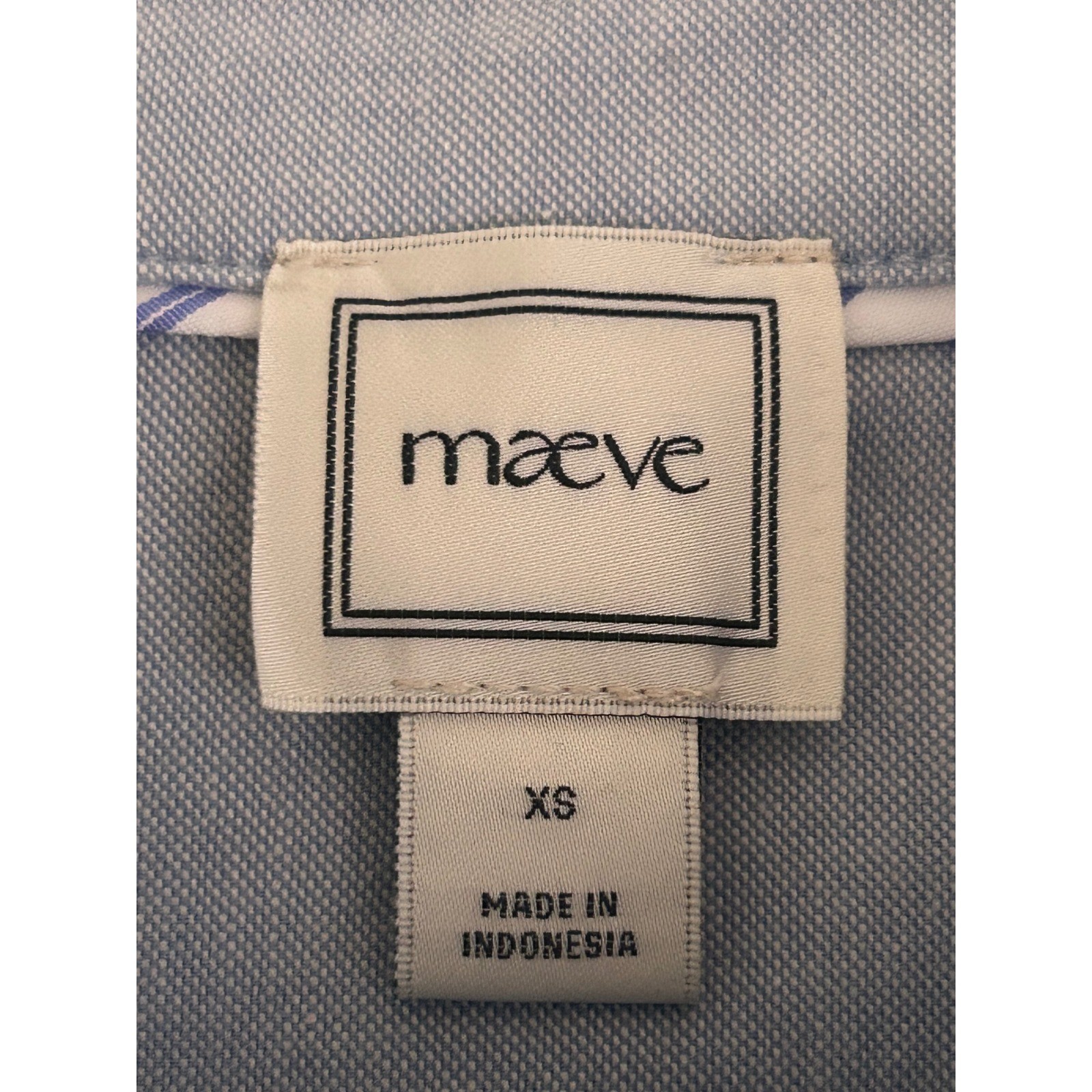 Maeve Anthropologie Blue Short Sleeve Button Down Shirt XS Contrast Trim Pleated