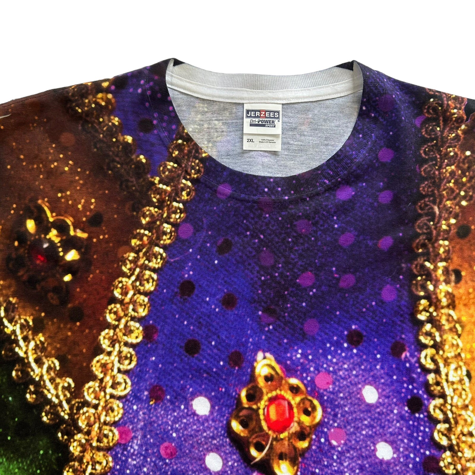 Mardi Gras Mask All Over Womens T Shirt Jerzees Dri-Power Sport 2XL Womans