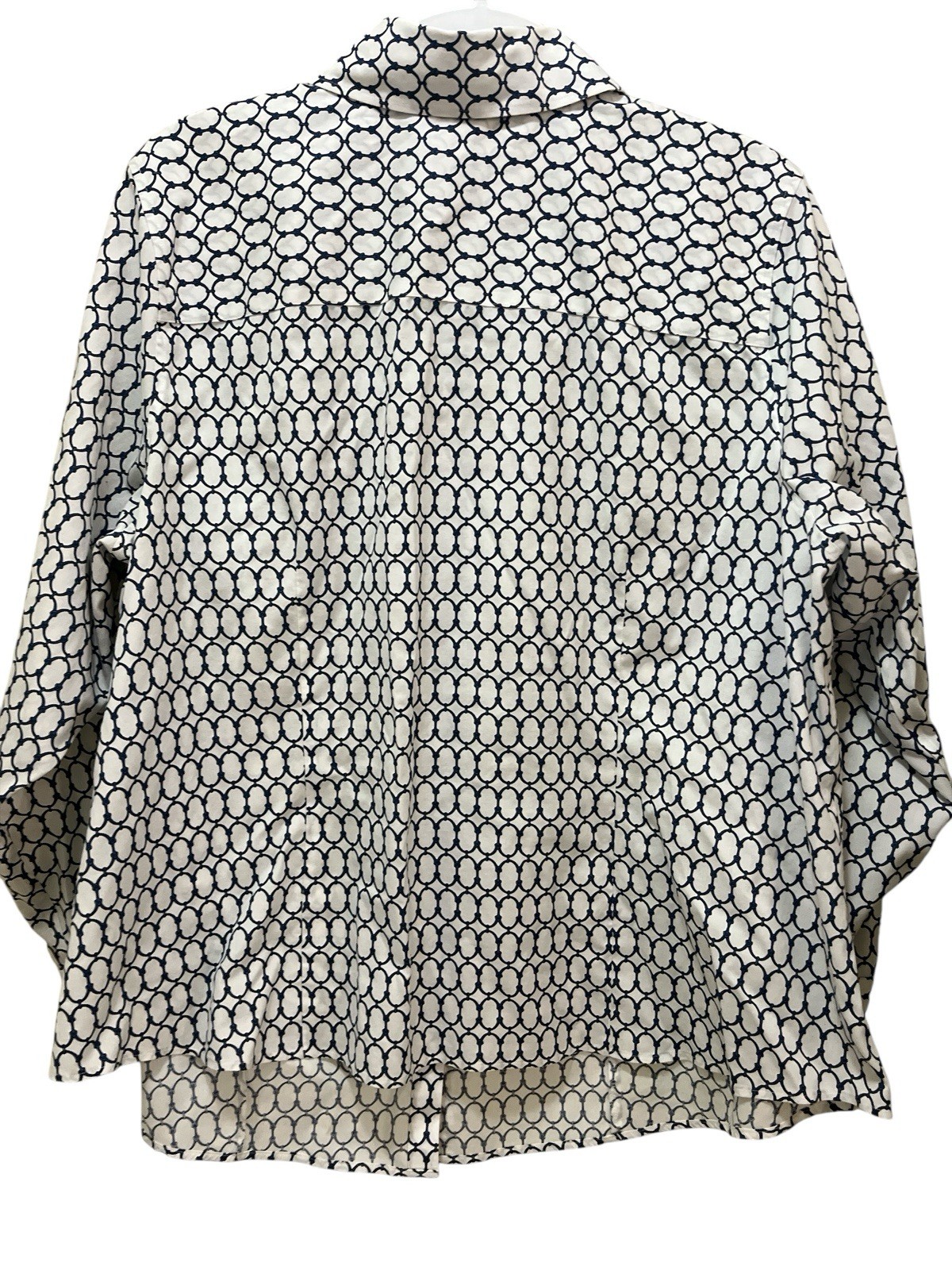 TALBOTS Blue And White Wrinkle Resistant Button Up Shirt Size 22Wp Chain Design