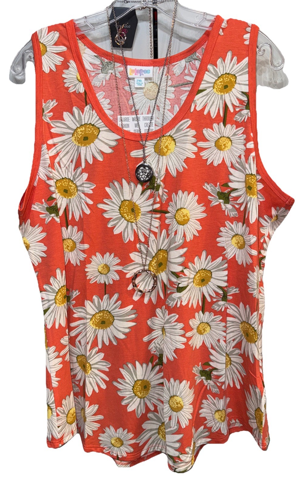 New LuLaRoe 2XL Melon White Gray Gold Green Sunflowers Regular Tank Top – Summer