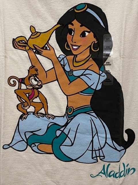 Disney Aladdin Princess Jasmine White Ringer Tank Top Women’s Extended Size 3XL