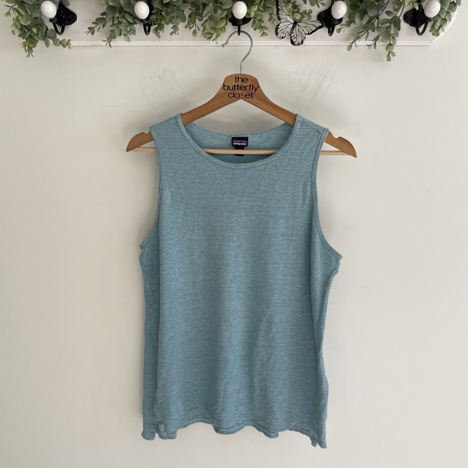 Patagonia Blue And White Striped Hemp And Organic Cotton Casual Tank Top Size M