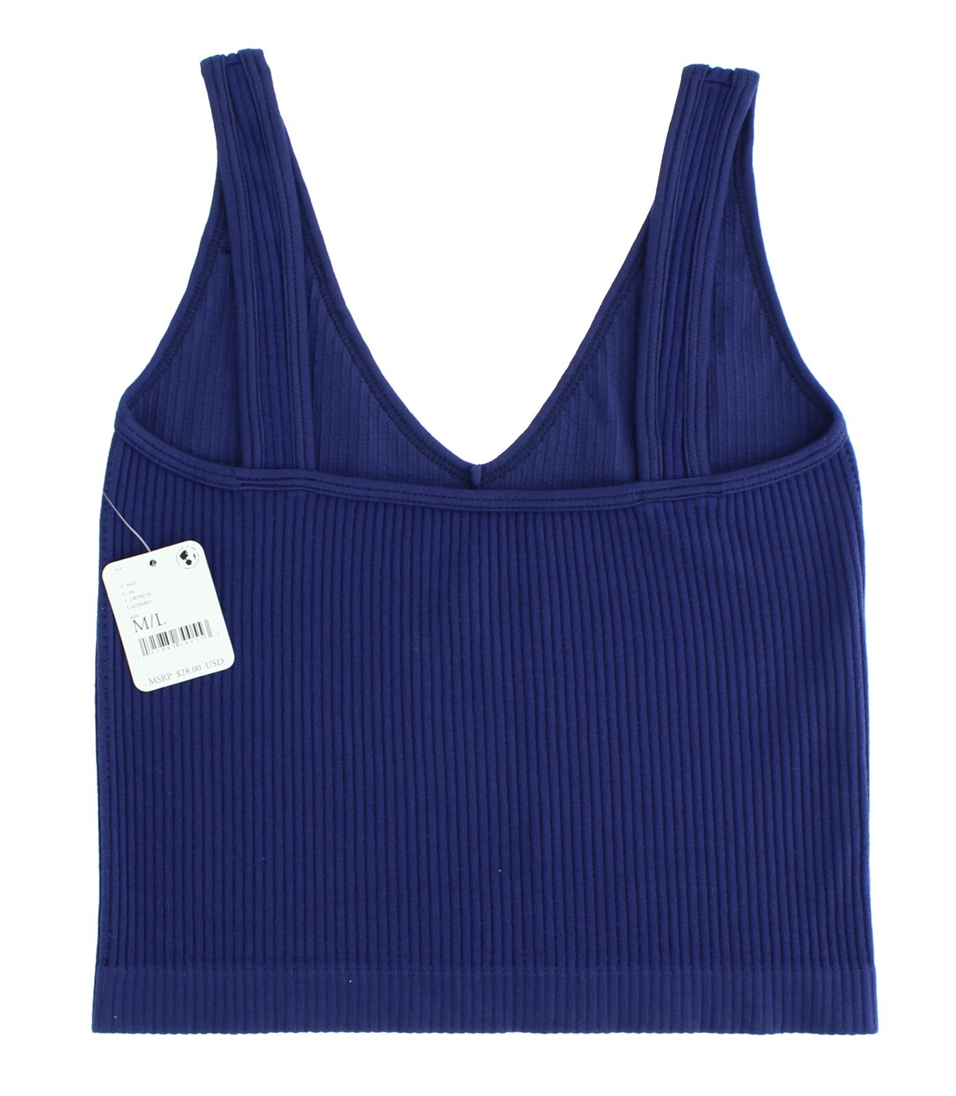 Free People Brami OB709176, Solid Ribbed V-Neck Bra/Cami Tank Top, MSRP $28