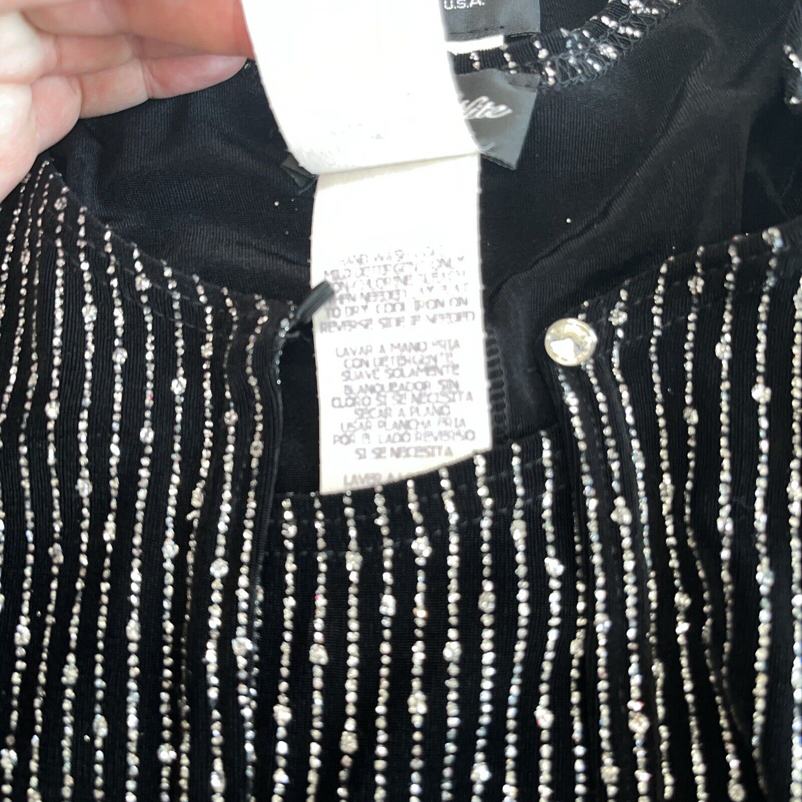 Onyx Nite 2 Piece Set Jacket Tank Sz Sm Black Silver Sparkle Rhinestone Evening