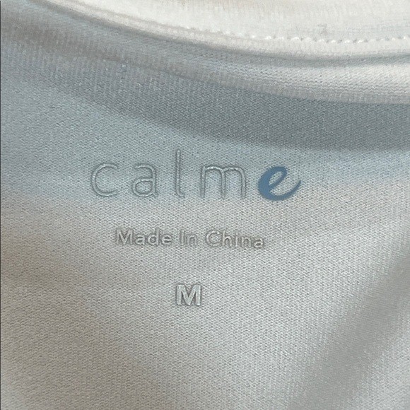 Calme by Johnny Was Top Size M White Tee Dropped Shoulder Active Athleisure Yoga