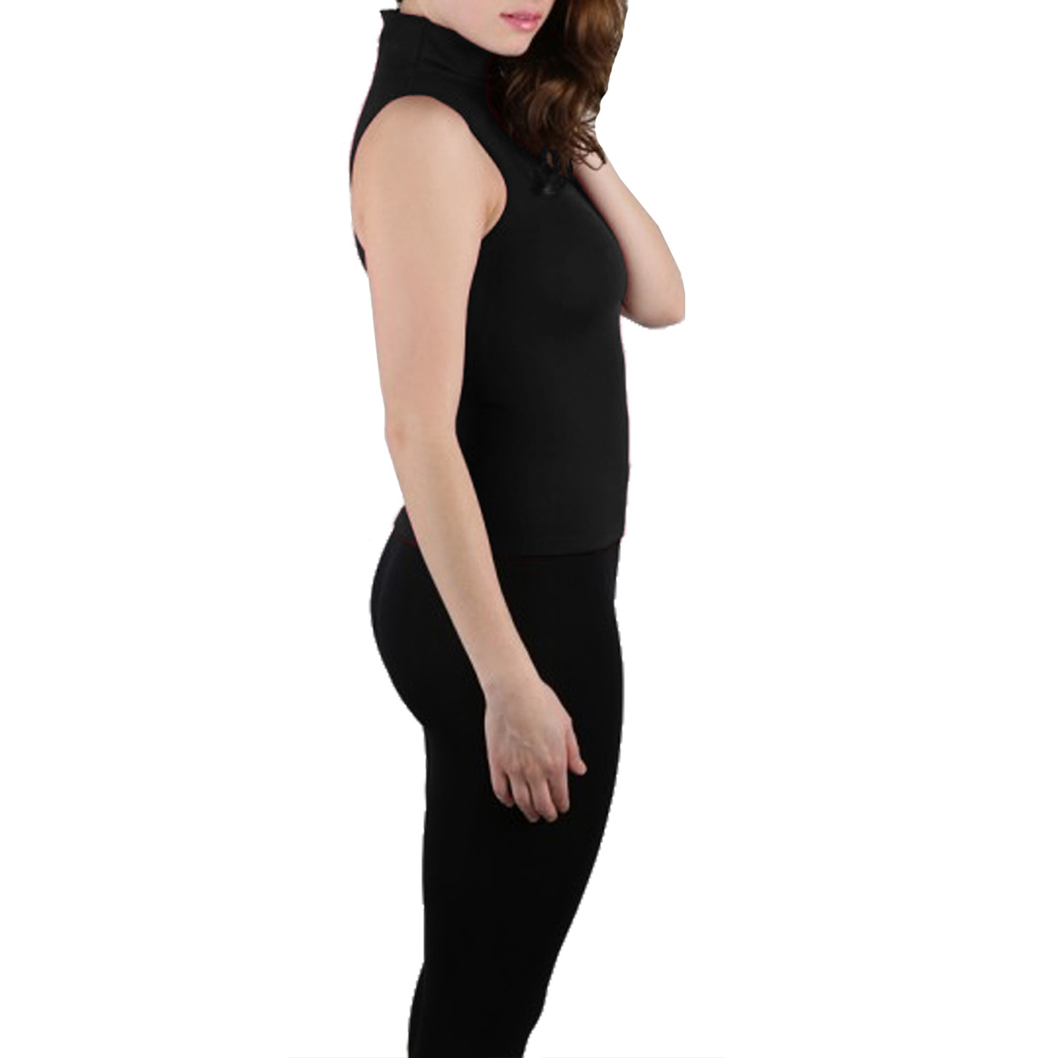 2-Pack Women Sleeveless Mock Neck Turtleneck Body Shaping Tank Top Tee Shirts