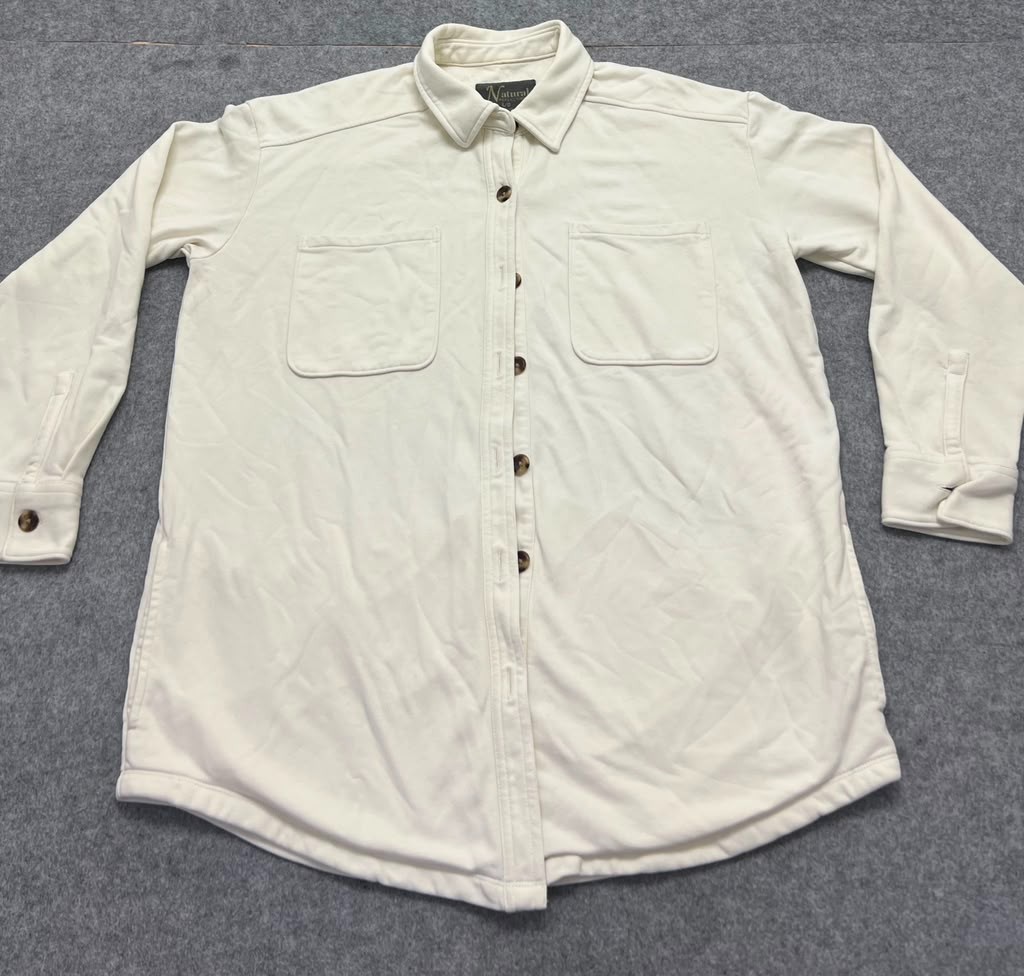 Natural Reflections Women’s Cream Off-White Button Down Shirt Jacket L/G XCZBNVC