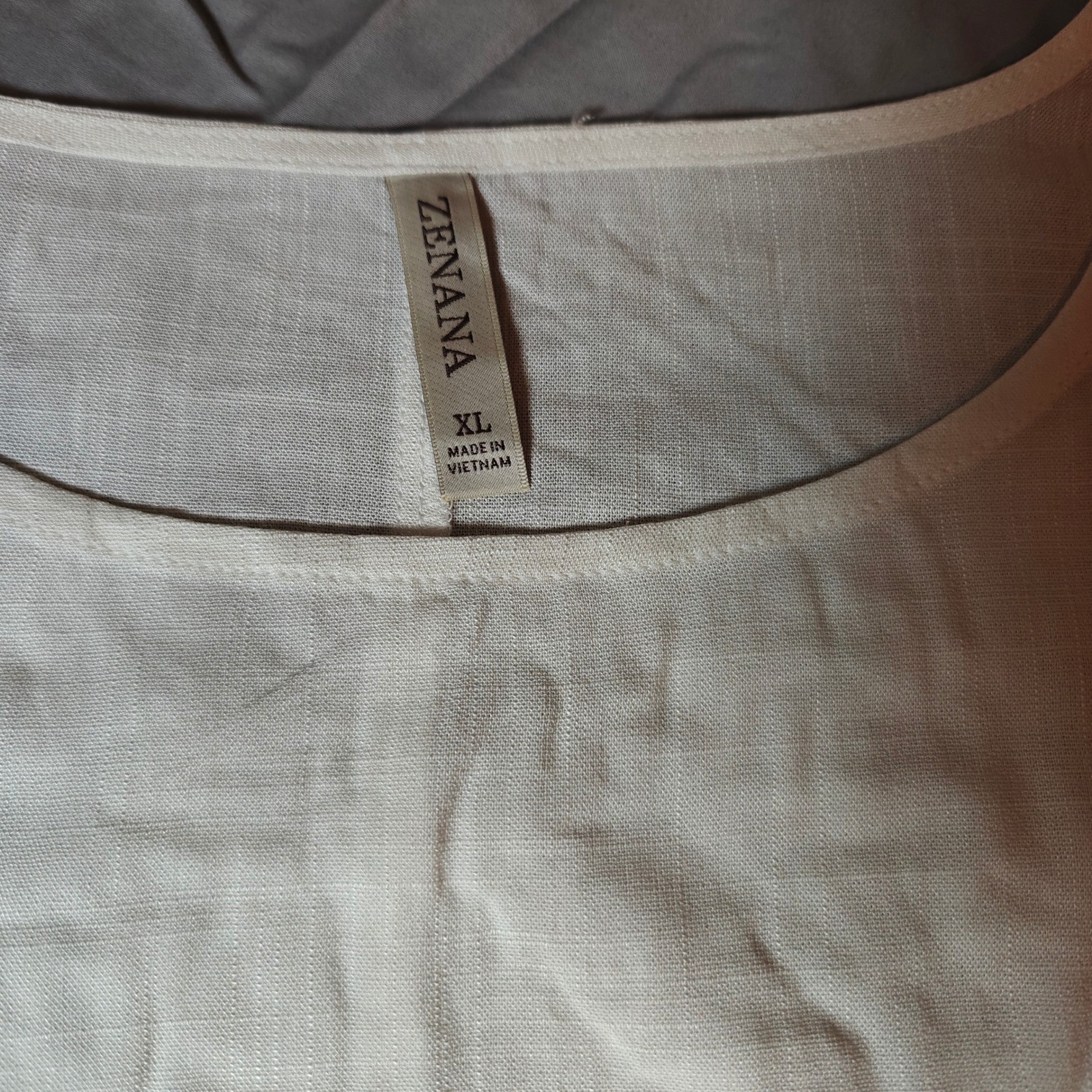 Zenana Woven Oversized Boxy Top Off White Ruched Dolman Sleeve Blouse XL