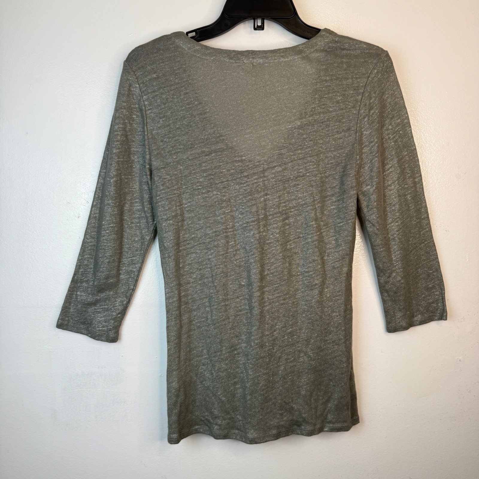 L’Agence 100% linen Sage/Gray Top Blouse With Metallic Accent Lace up size M