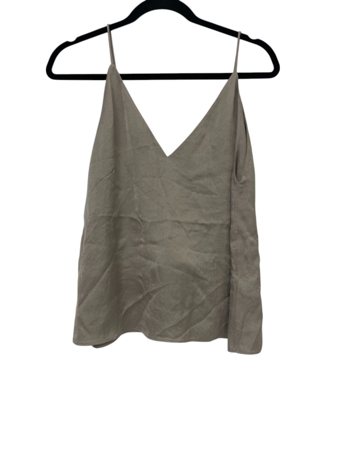 Massimo Dutti Womens Cami Tank Top S Khaki Brown V Neck Sleeveless 5155/504 NWT