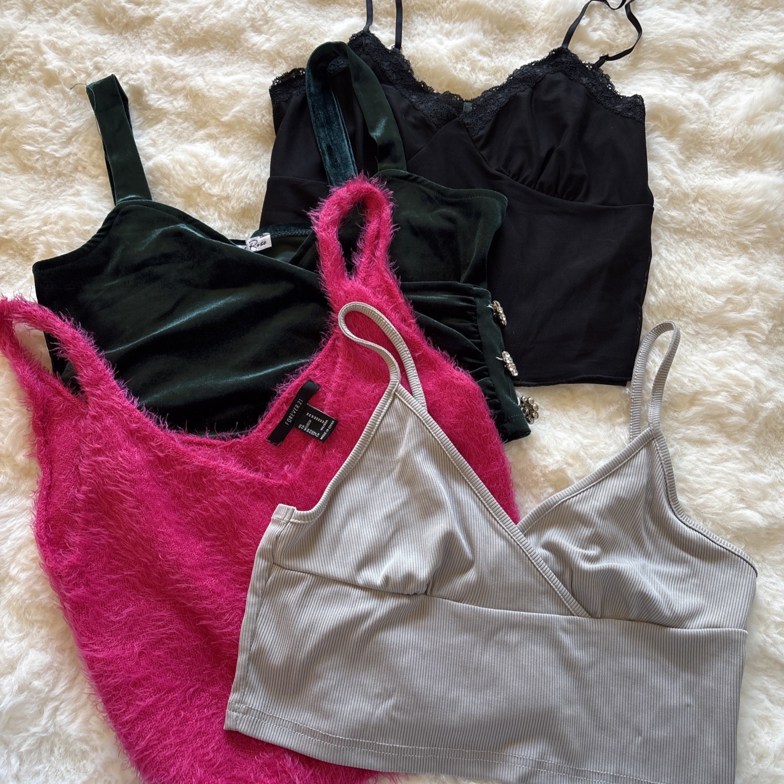 Lot Of 4 Crop Tank Tops Summer Vacay Size M Wild Fable Forever 21 Rabbit Rose