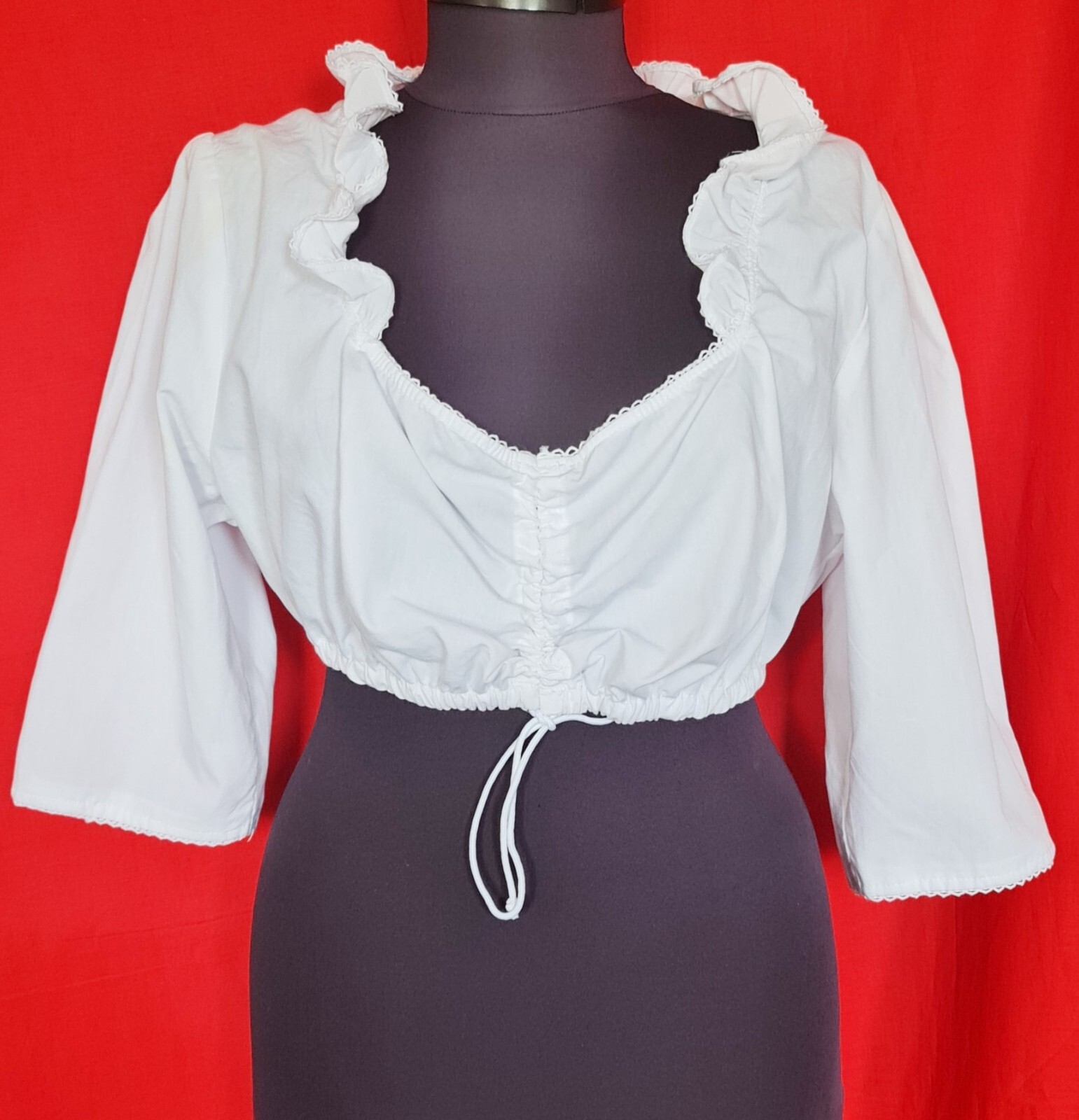 BLOUSE VINTAGE TRACHTEN OKTOBERFEST DIRNDL WOMENS CROP TOP US 12 EU 40