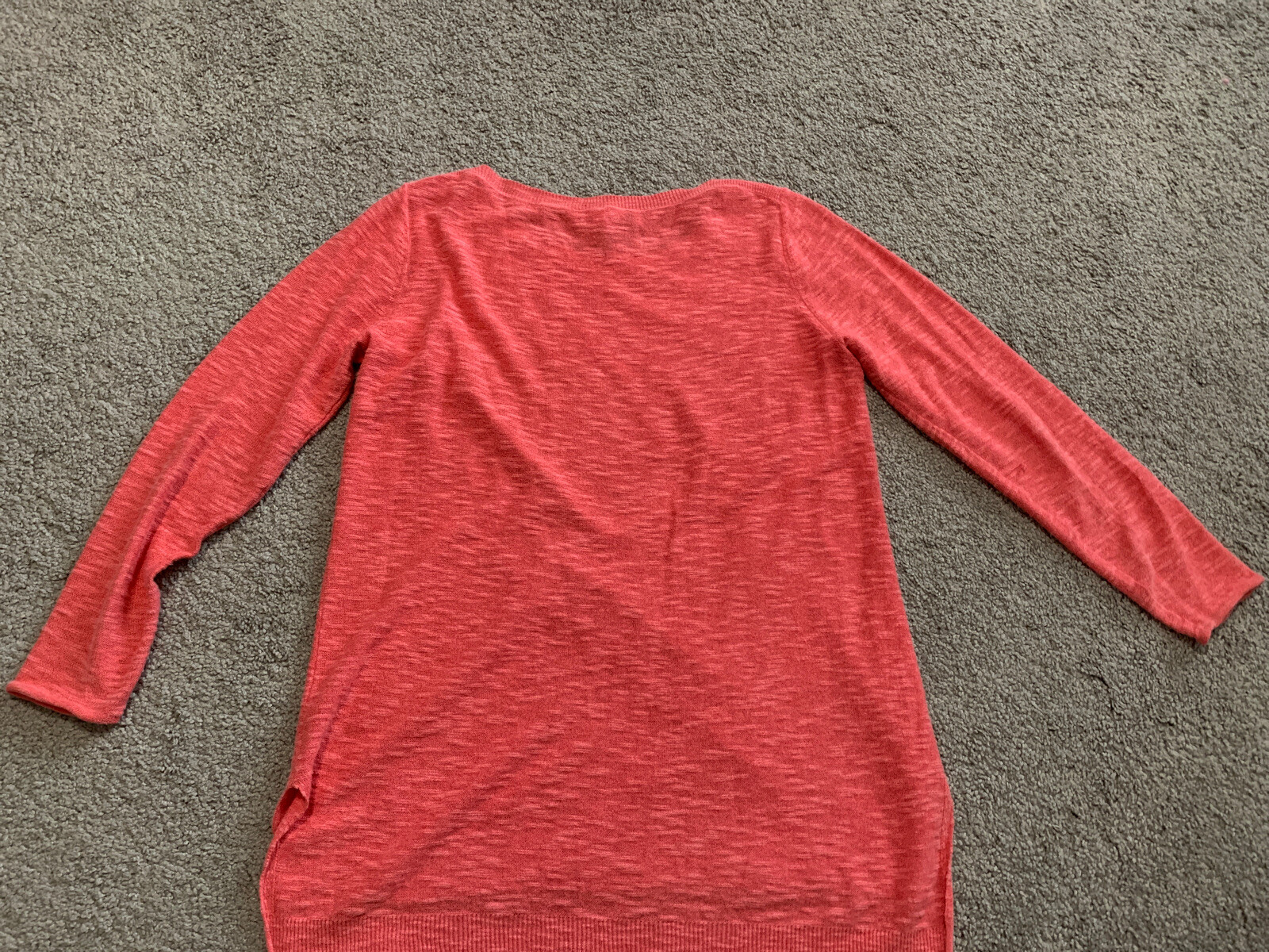 Eileen Fisher L/S Linen/cotton Knit Coral Orange Top Size S (Bin C1)