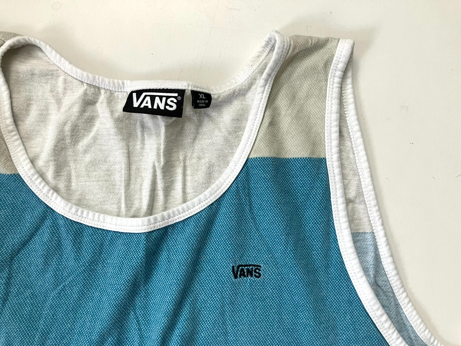 VANS Blue/Gray/Yellow SUMMER TANK TOP Skate/Surf Board Beach Gym Shirt Women XL