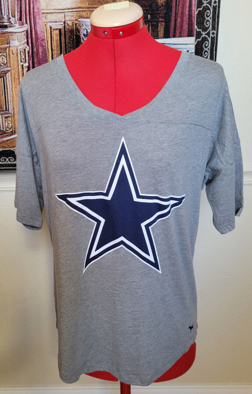 Victoria’s Secret PINK Gray/Blue Open Back Dallas Cowboys Star Logo T-Shirt S