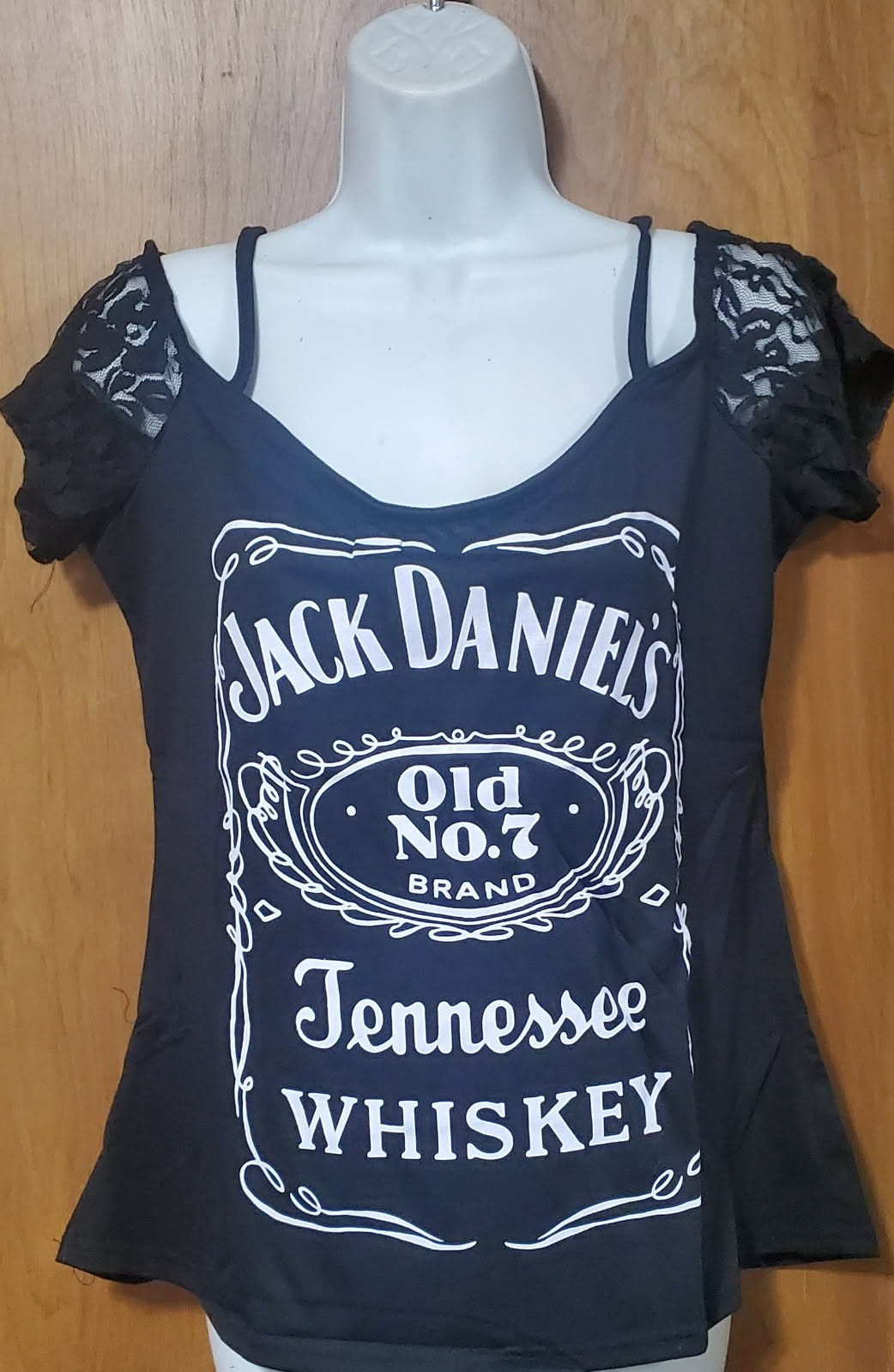 Tennessee Whiskey Cold Shoulder Lace Sleeve Top Size XL