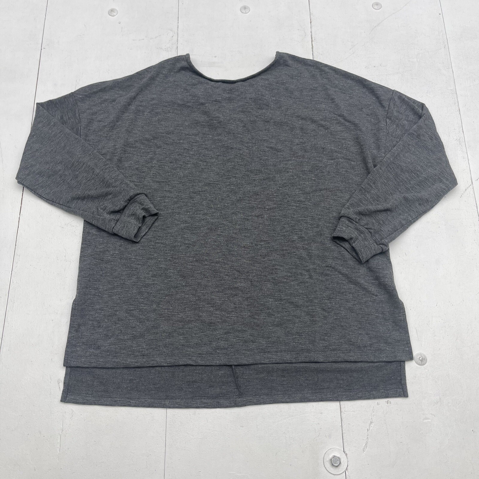 White Birch Charcoal Gray Lace Up Back Long Sleeve T Shirt Women’s Size Medium