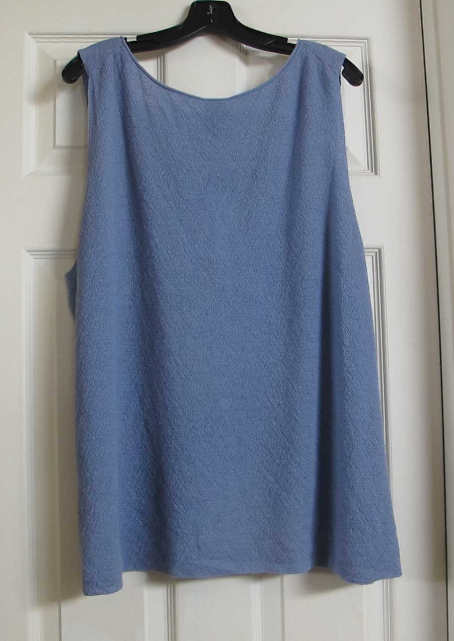 EILEEN FISHER Size 3X Aster Periwinkle Blue 100% Wool Scoop Neck Shell $128 NWT
