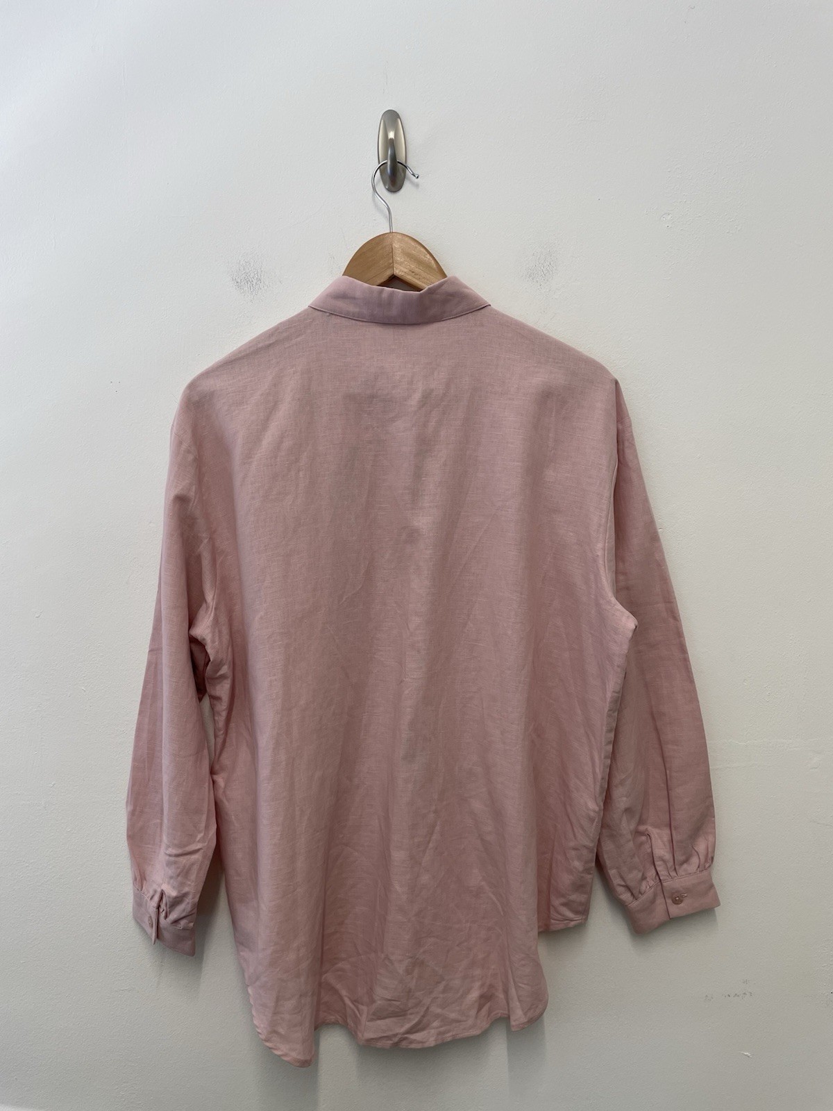 M&S Oversized Linen Rich Collared Lace Insert Shirt Size 10 Pink Shell Flax Mix