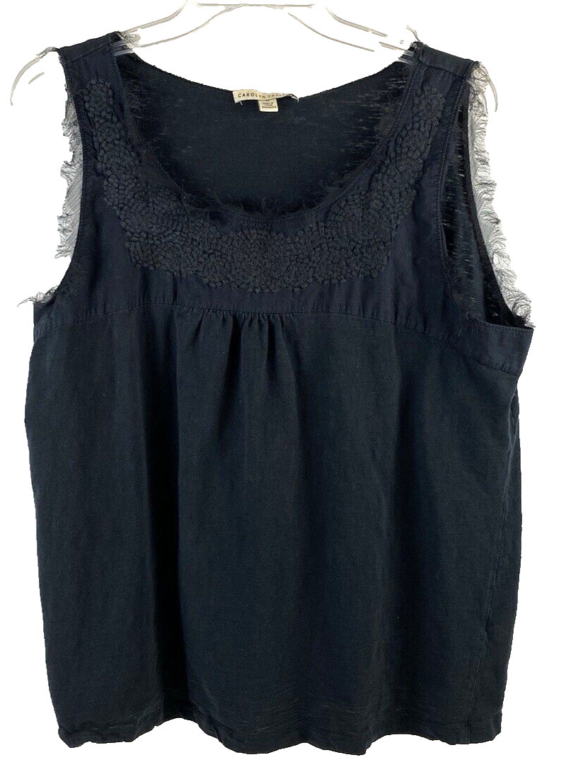 Carolyn Taylor women’s stretch sleeveless top “hairy” neckline black size XL