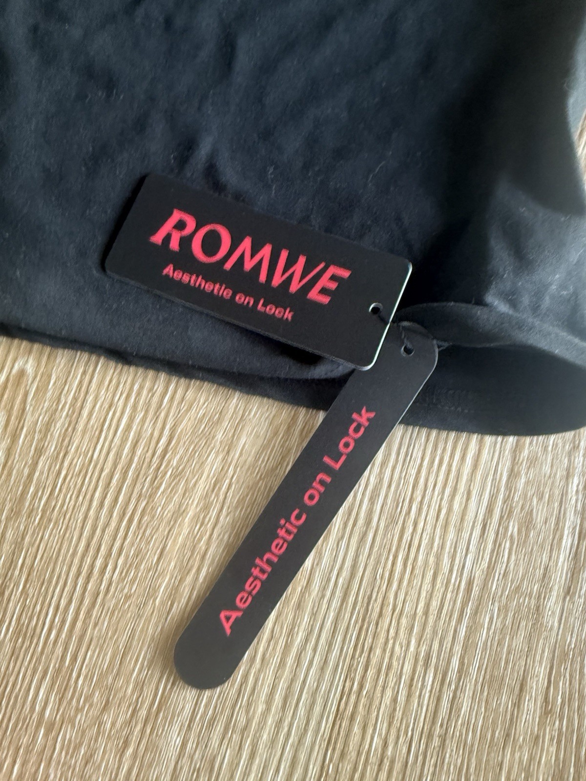 ROMWE Women’s Black Rhinestone Cross T-Shirt, Size M
