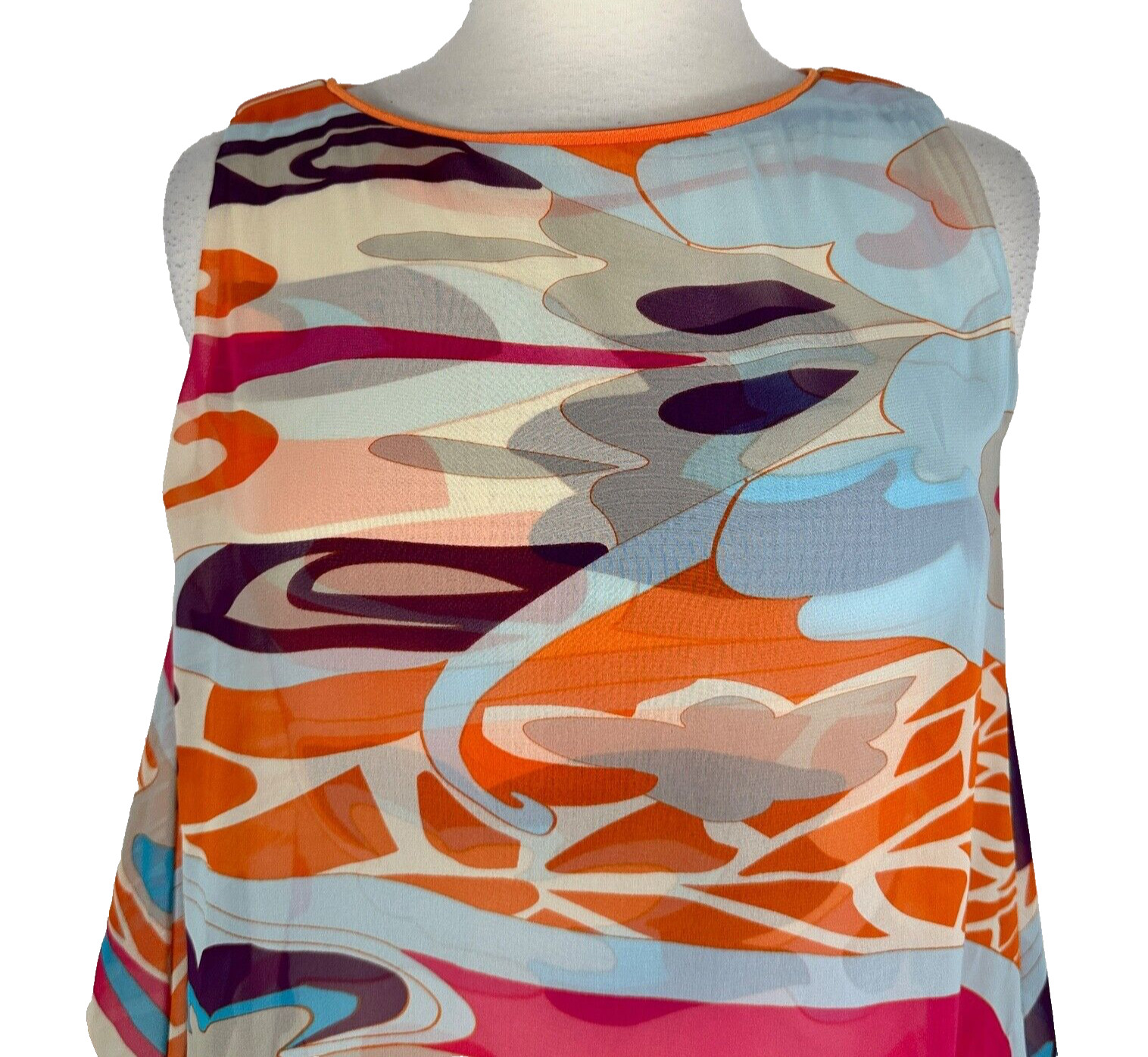 NWT Analili Bright Women’s S Multilayered Silk/Polyester Pattern Multicolor Top