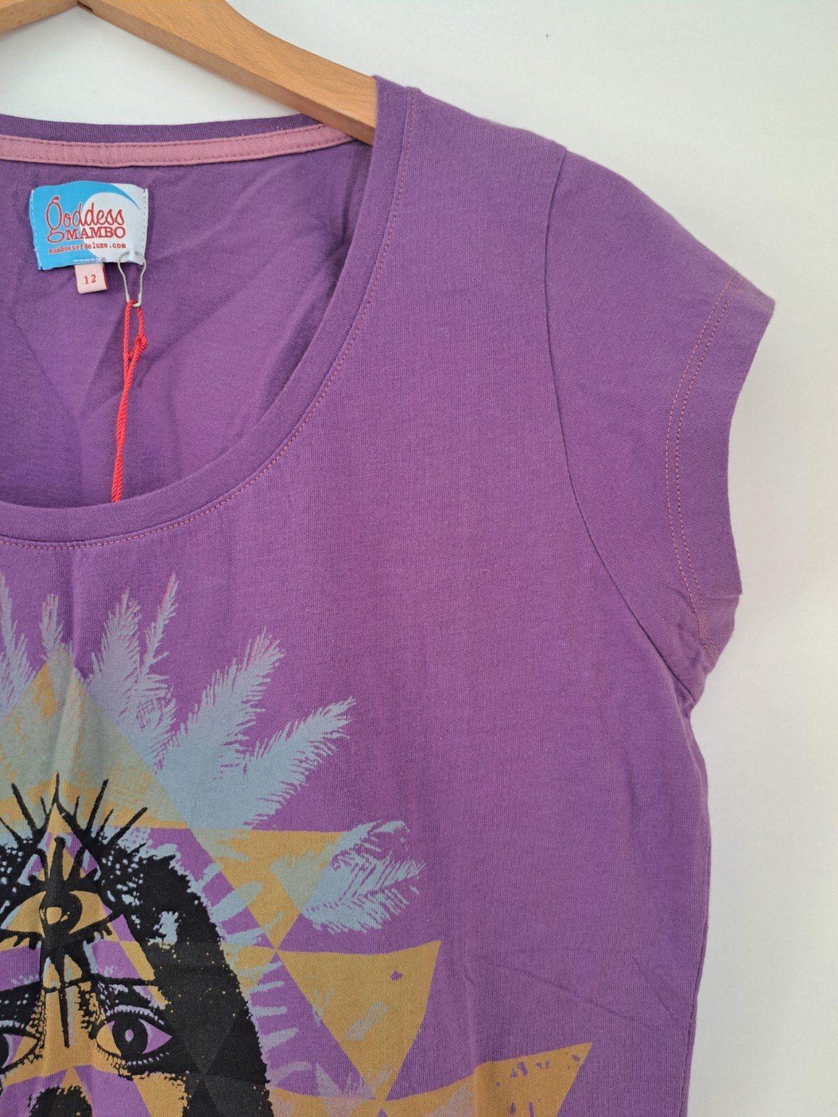 Mambo Goddess Rare T-Shirt UK12 Vintage Moon Flower Amethyst 3rd Eye Surf BNWT