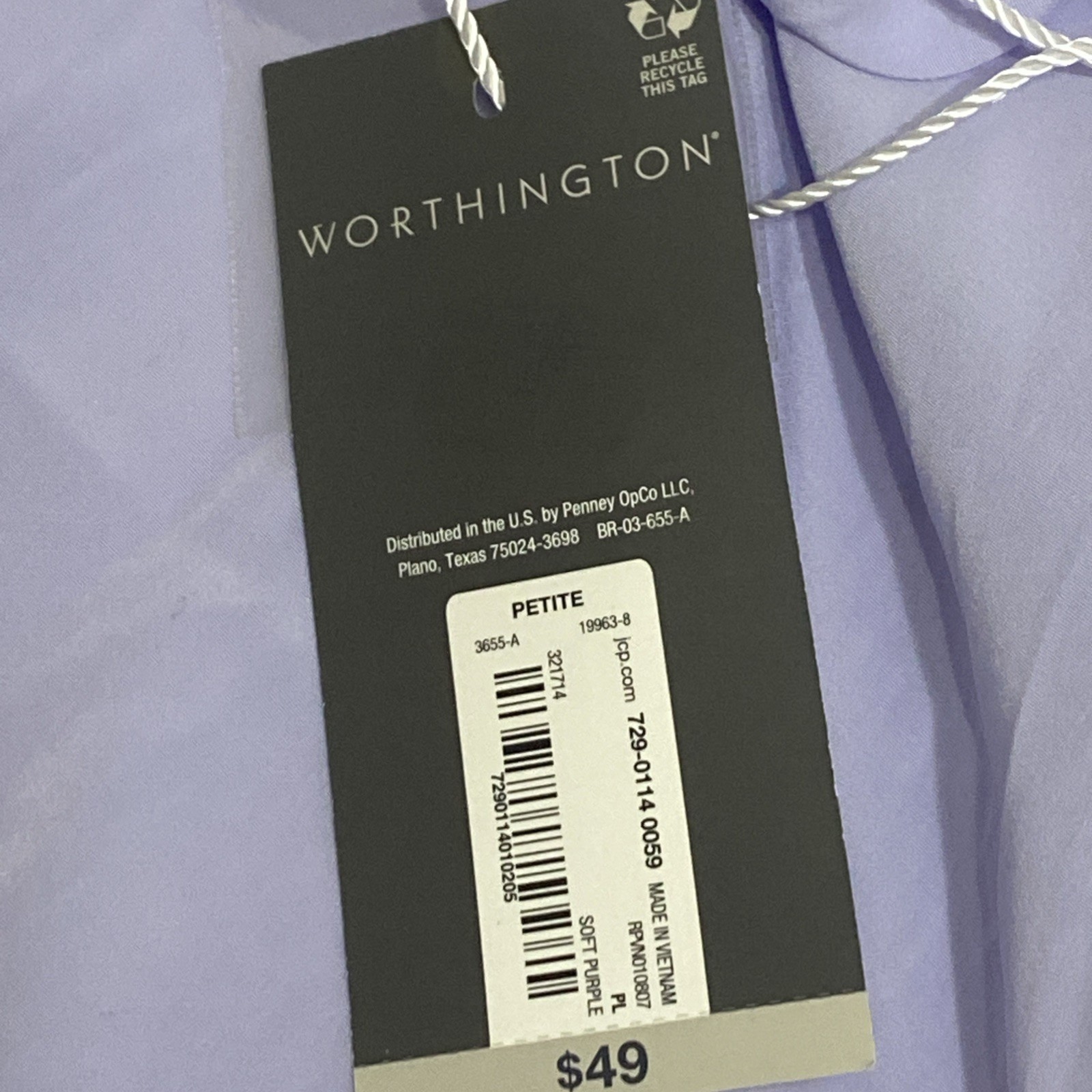 Worthington Womens Purple Long Sleeve Button Up Collared Shirt Size Petite Large
