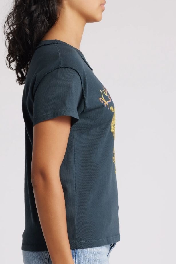 DAYDREAMER Kurt Cobain Heart Frame Cotton Graphic Shirt Navy /Grey Sz Small NWT