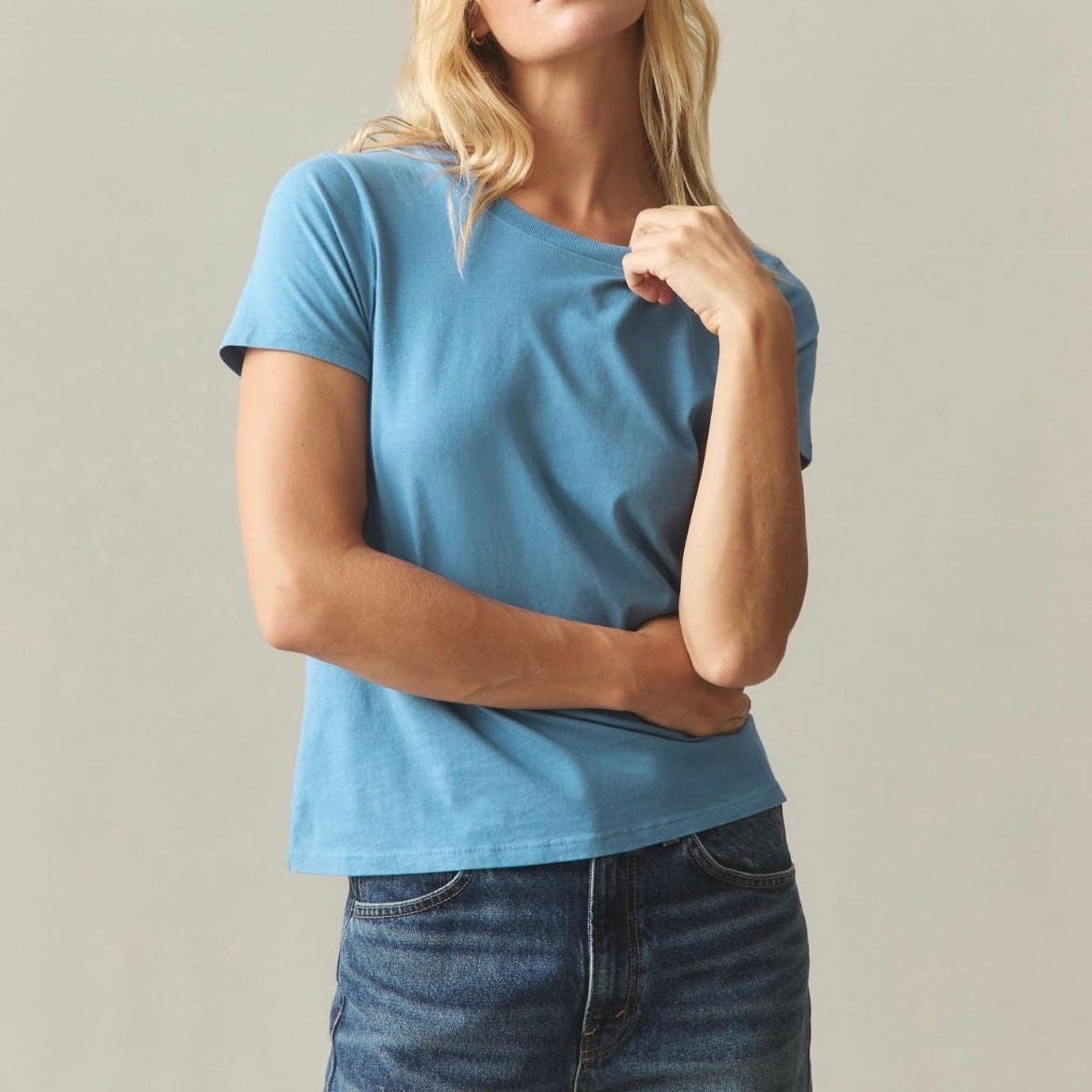 American Giant Women’s Classic Cotton Crew Tee Adriatic Blue Size Small NWOT