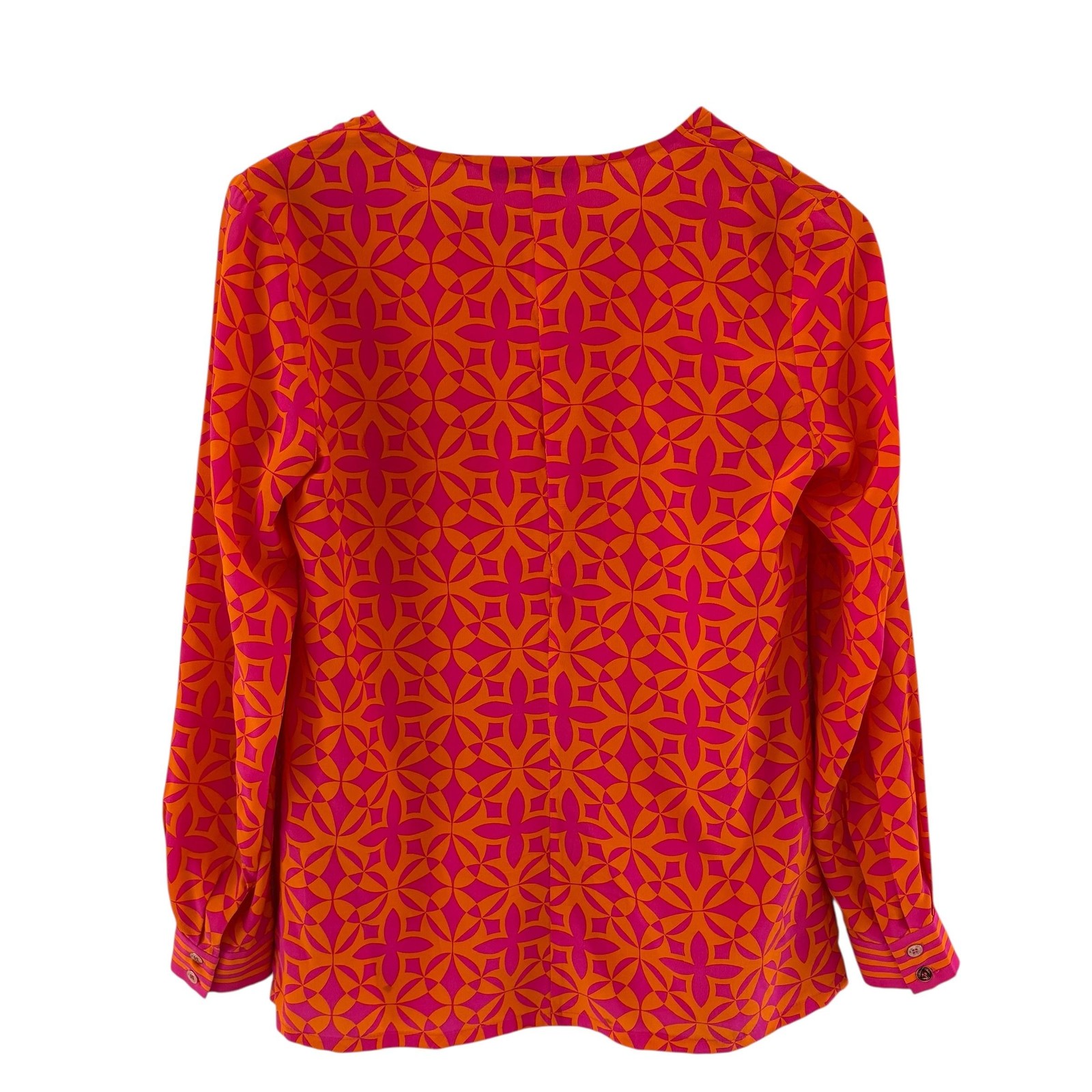 Trina Turk 100% Silk Tunic Top Womens S Pink Orange Beach Spring Break Preppy