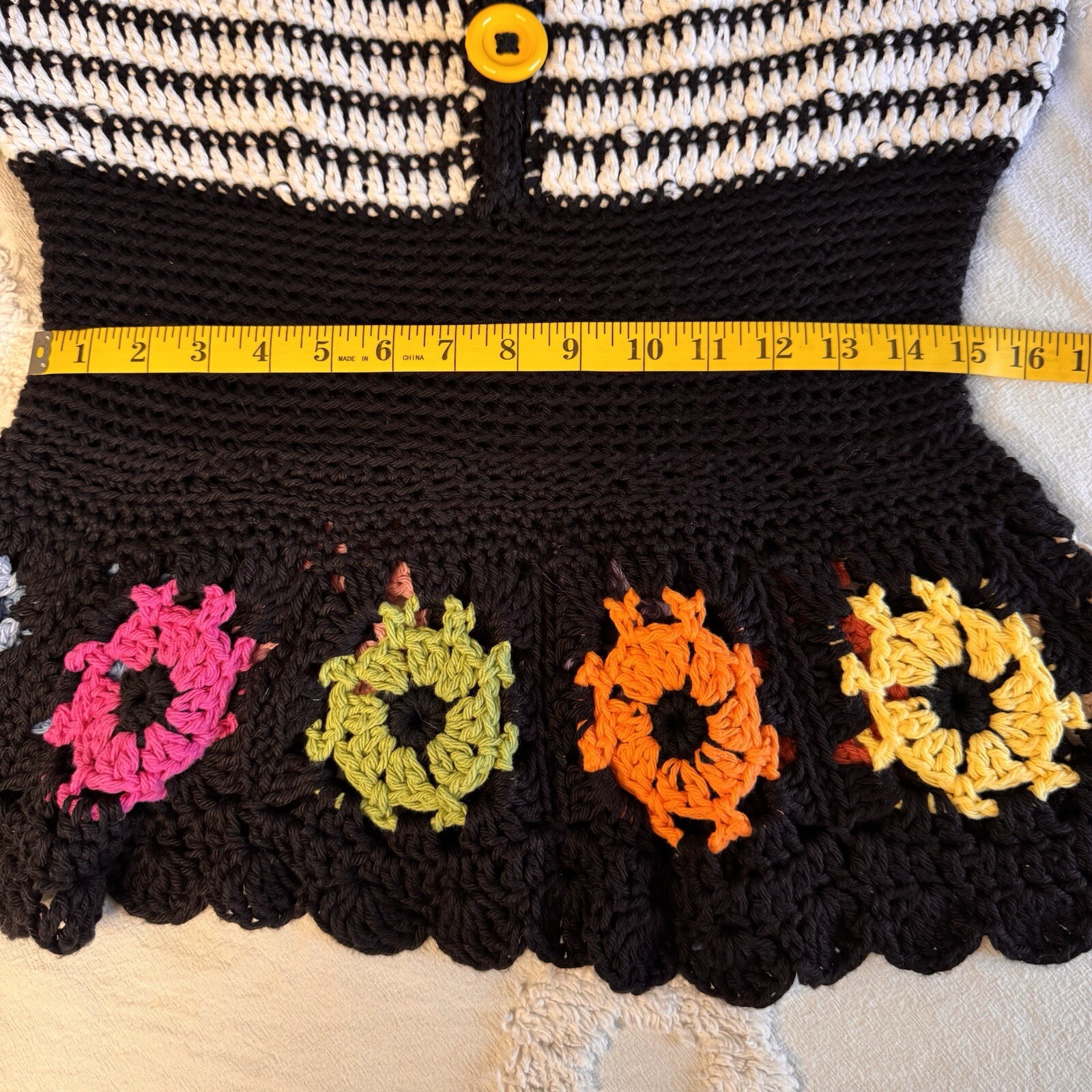 hand made blouse crochet For Women’s Size M/L Short Sleeve Colorful Boho Fairy
