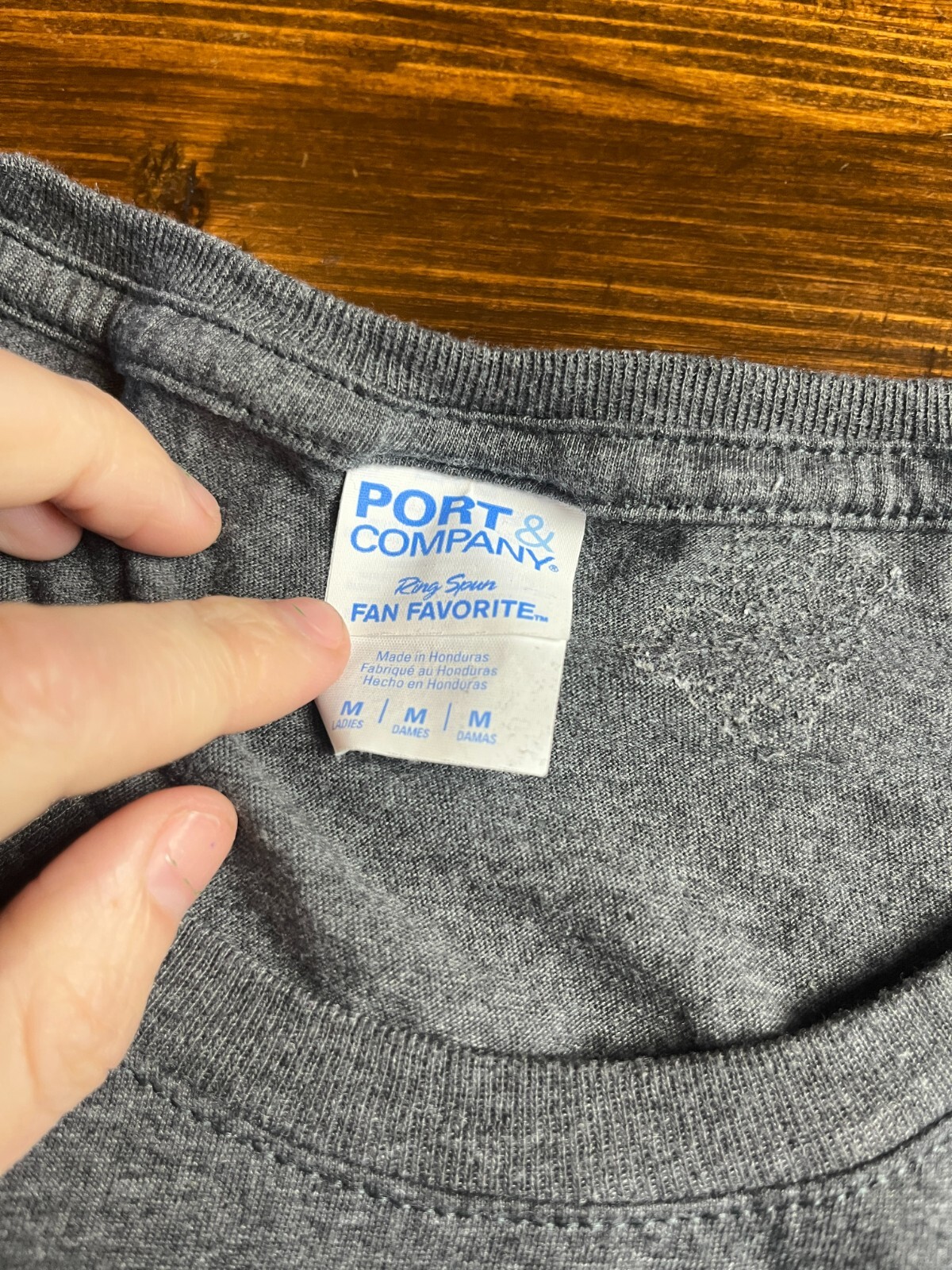 Port & Company Shirt, Womens Size Medium, Gray, Novelty Top, Eat More Hole Foods