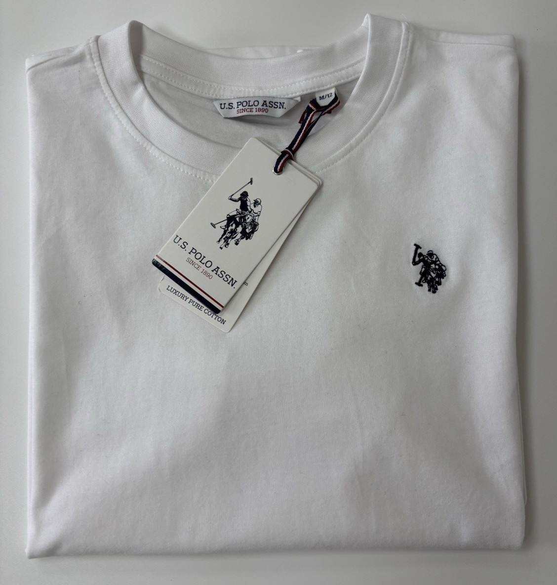 U.S. Polo Assn Women’s White Cotton Logo T-Shirt Size M 12 Marked WUP0634